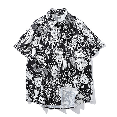 

Men's Daily Basic Shirt - Cartoon / Portrait Print Black