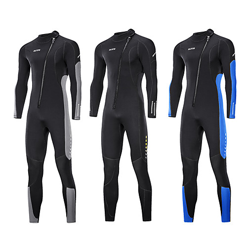 

ZCCO Men's Full Wetsuit 3mm SCR Neoprene Diving Suit Windproof Long Sleeve Front Zip Knee Pads Solid Colored Autumn / Fall Spring Summer / Winter / High Elasticity