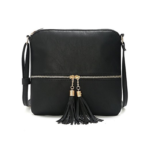 

Women's Tassel / Zipper PU Crossbody Bag Solid Color Wine / Black / White / Red Brown