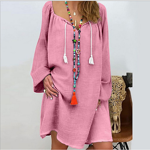 

Women's Blushing Pink Black Dress Shift Solid Color S M