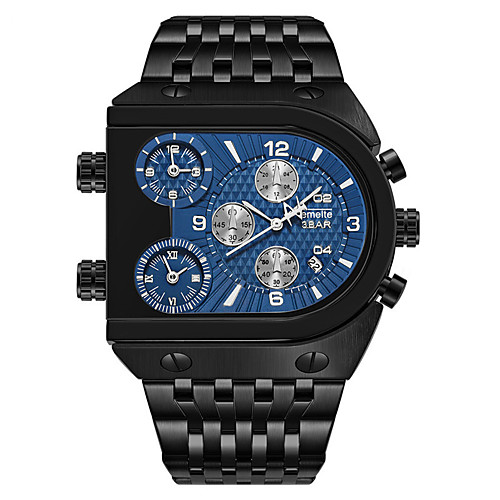 

Men's Steel Band Watches Quartz Stainless Steel 30 m Calendar / date / day Dual Time Zones Analog Fashion - Black / Silver BlackGloden WhiteGolden One Year Battery Life