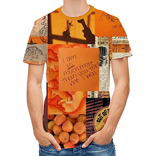 

Men's Daily Club Rock / Street chic T-shirt - 3D / Letter / Fruit Print Orange