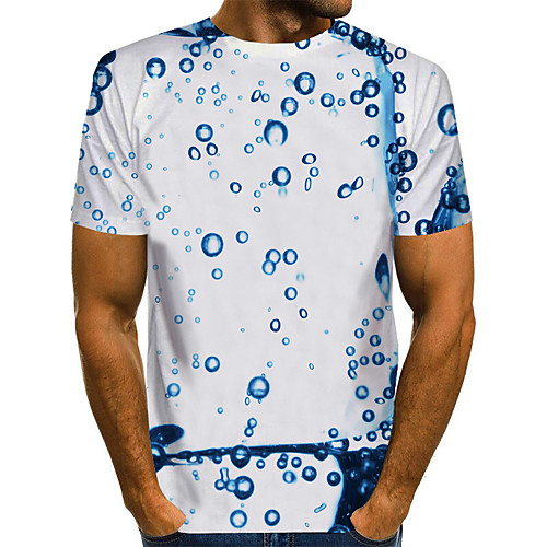 

Men's Daily Going out Street chic / Exaggerated T-shirt - Geometric / 3D / Graphic Pleated / Print Rainbow