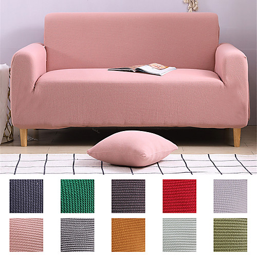

Luxury Solid Knitted Stripes Dustproof All-powerful Slipcovers Stretch Sofa Cover Super Soft Fabric Couch Cover