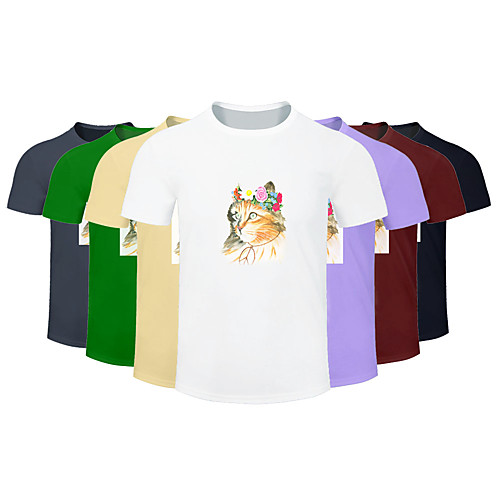 

Men's Women's Cotton Running T-Shirt Workout Shirt Round Neck Running Active Training Jogging Breathable Quick Dry Moisture Wicking Sportswear Cat Plus Size Tee / T-shirt Top Short Sleeve Activewear