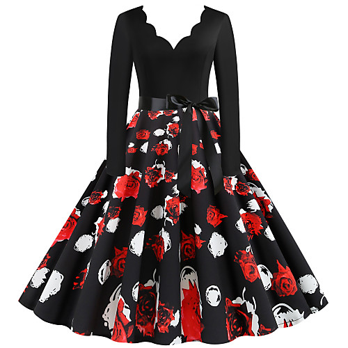 

Women's Black Dress Street chic Daily Going out Sheath Floral Geometric Print Print S M