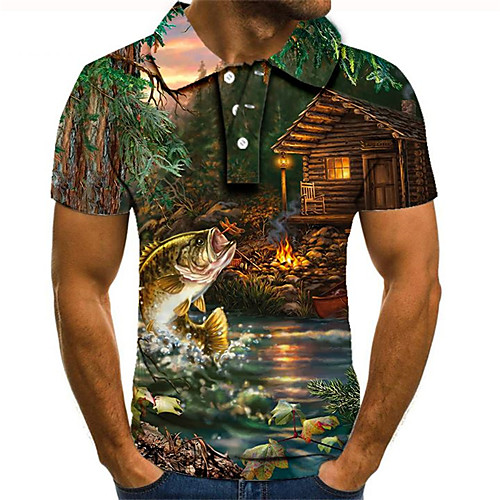 

Men's Daily Going out Street chic / Exaggerated Polo - Color Block / 3D / Graphic Rainbow