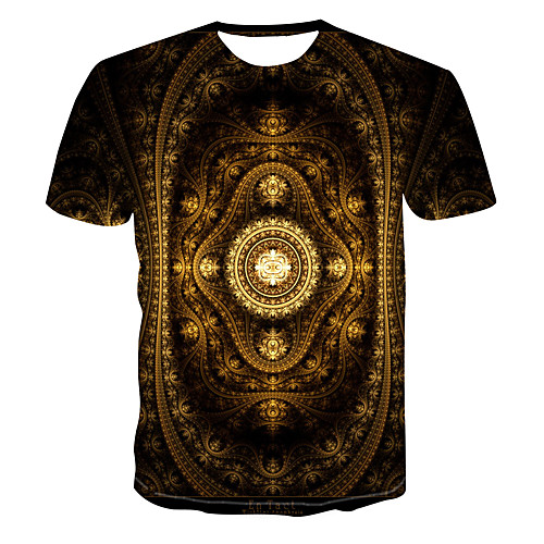

Men's Club Weekend Street chic / Punk & Gothic T-shirt - Color Block / 3D / Tribal Print Brown