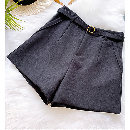 

Women's Basic Wide Leg / Shorts Pants - Solid Colored Black Beige Gray S M L