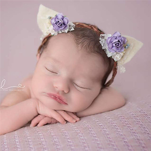 

Fabric Headbands Durag Kids Flower For New Baby Holiday Stylish Flower Style Lake blue Purple Yellow