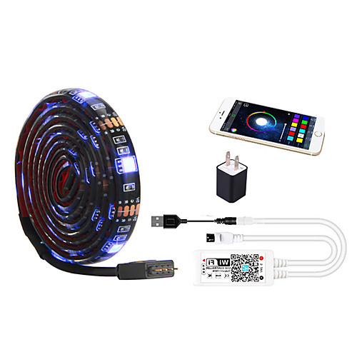 

1m WIFI Control Kit Flexible LED Light Strips / Light Sets / RGB Strip Lights 30 LEDs SMD5050 10mm 1 set Multi Color Waterproof / APP Control / USB US EU TV Background 5 V