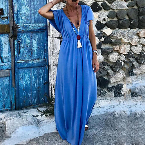 

Women's Blue Dress A Line Solid Color S M