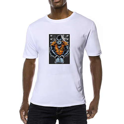 

Men's Daily Sports Business / Basic T-shirt - Rainbow / Animal Black & White, Print Yellow