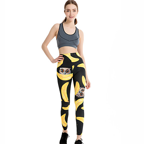 

Women's Sports / Yoga Sporty / Basic Legging - Print, Print Mid Waist Black One-Size