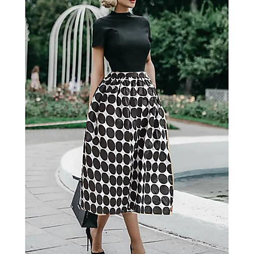 

Women's A Line Dress - Short Sleeves Polka Dot Summer Elegant Slim 2020 Black M L XL XXL XXXL