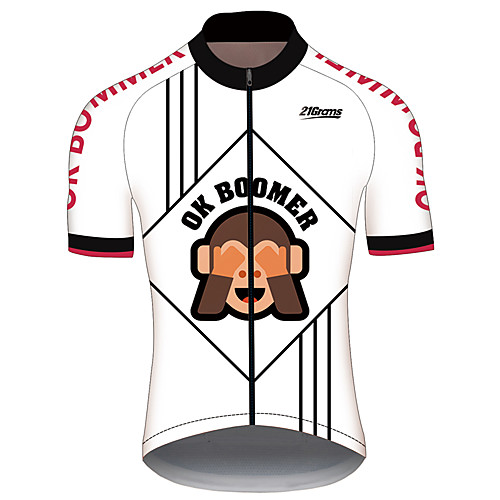 

21Grams Men's Short Sleeve Cycling Jersey Black / White Novelty Animal Monkey Bike Jersey Top Mountain Bike MTB Road Bike Cycling UV Resistant Breathable Quick Dry Sports Clothing Apparel / Stretchy