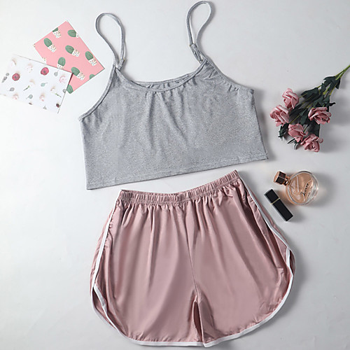 

Women's Backless Suits Nightwear Solid Colored Gray S M L