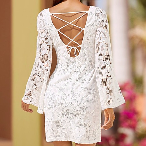 

Women's White Dress Bodycon Solid Color S M
