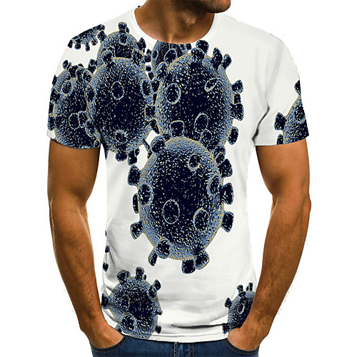 

Men's Holiday Going out Street chic / Exaggerated T-shirt - Geometric / Color Block / 3D Print Rainbow