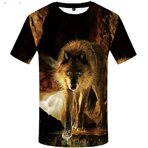 

Men's Plus Size Floral 3D Print T-shirt Basic Street chic Daily Sports Round Neck Brown / Short Sleeve