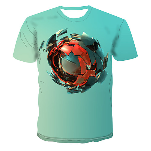 

Men's Club Weekend Street chic / Punk & Gothic T-shirt - Color Block / 3D / Abstract Print Blue