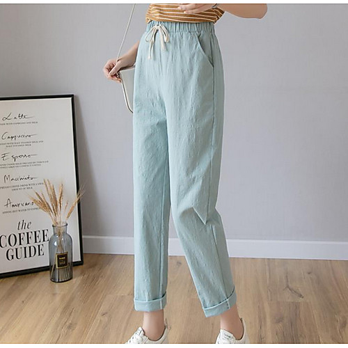 

Women's Basic Chinos Pants - Solid Colored Orange Khaki Green S M L