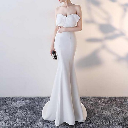 

Mermaid / Trumpet Strapless Floor Length Polyester Minimalist / Sexy Prom / Formal Evening Dress with Bow(s) 2020