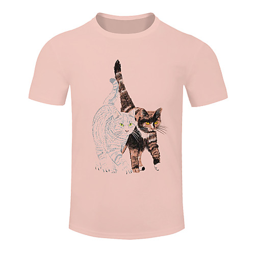 

Men's Women's Running T-Shirt Workout Shirt Round Neck Running Active Training Jogging Breathable Quick Dry Moisture Wicking Sportswear Cat Plus Size Tee / T-shirt Top Short Sleeve Activewear