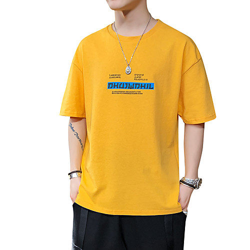 

Men's Daily T-shirt - Color Block / Graphic / Solid Colored Purple