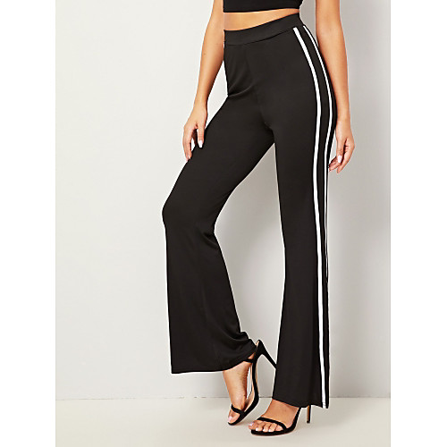 

Women's Casual Stretch Bell Bottom Pants Black Elastic Flared Pants