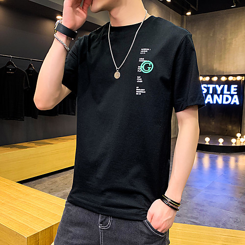 

Men's Daily T-shirt - Geometric / Color Block / Solid Colored Blue