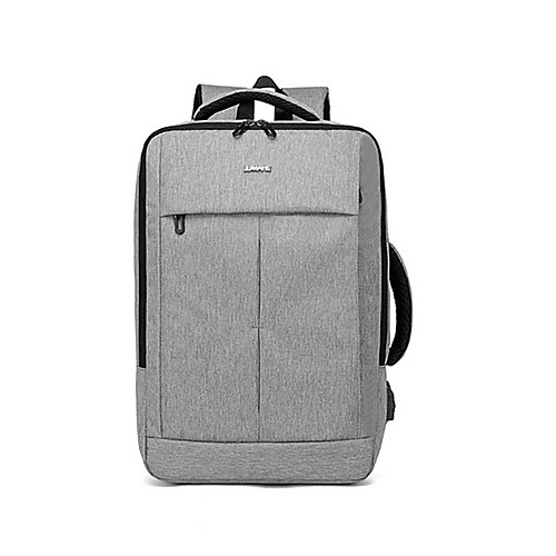 

Large Capacity Oxford Zipper Commuter Backpack Solid Color Outdoor Black / Gray