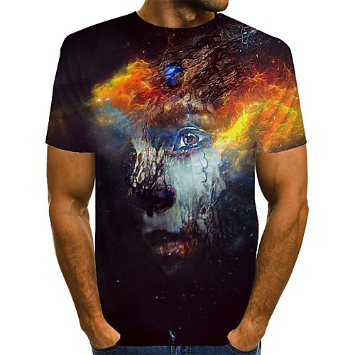 

Men's Plus Size 3D Graphic Print T-shirt Basic Street chic Daily Going out Round Neck Rainbow / Short Sleeve