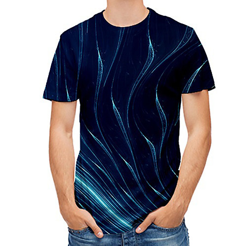 

Men's Plus Size 3D Print T-shirt Basic Daily Round Neck Blue / Short Sleeve