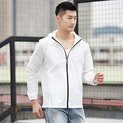 

Men's Hiking Skin Jacket Hiking Jacket Summer Outdoor Patchwork Waterproof Windproof Sunscreen Breathable Jacket Top Spandex Single Slider Running Hunting Fishing Dark Grey / White / Light Grey