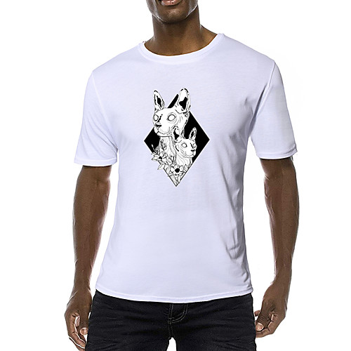

Men's Daily Sports Business / Basic T-shirt - Solid Colored / Animal Black & White, Print Yellow