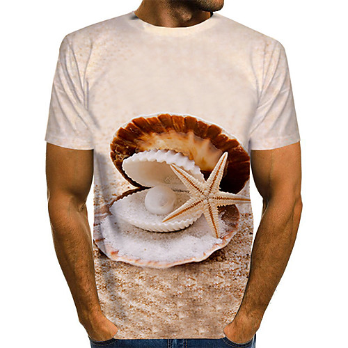 

Men's Daily Holiday Street chic / Exaggerated T-shirt - Color Block / 3D / Abstract Print Brown