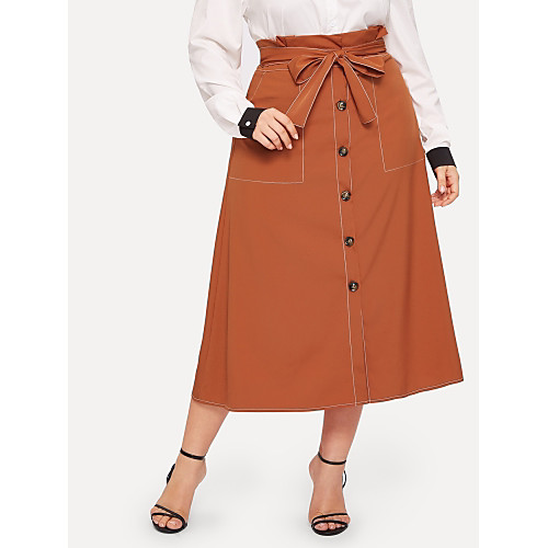 

Women's Daily Wear / Casual / Daily Basic / Street chic A Line Skirts - Solid Colored Orange XL XXL XXXL