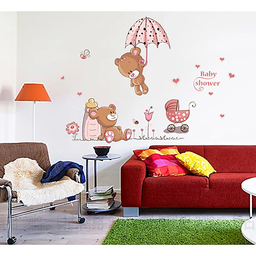 

Cute two bears Umbrella home background decoration removable sticker 5070CM