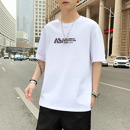 

Men's Daily T-shirt - Color Block / Graphic / Solid Colored Purple