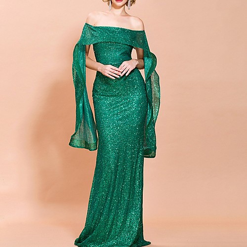 

Mermaid / Trumpet Off Shoulder Floor Length Polyester Elegant / Sparkle Prom / Formal Evening Dress with Sequin 2020