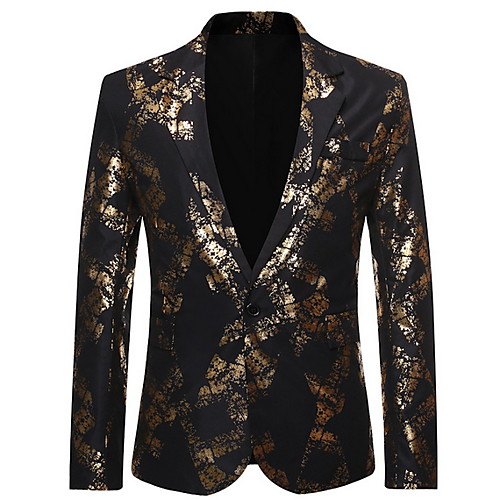 

Men's Blazer Notch Lapel Polyester Black / Navy Blue