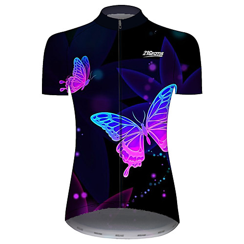 

21Grams Women's Short Sleeve Cycling Jersey Black / Blue Bike Jersey Top Mountain Bike MTB Road Bike Cycling UV Resistant Breathable Quick Dry Sports Clothing Apparel / Stretchy