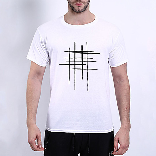 

Men's Daily Sports Business / Basic T-shirt - Solid Colored Black & White, Print White