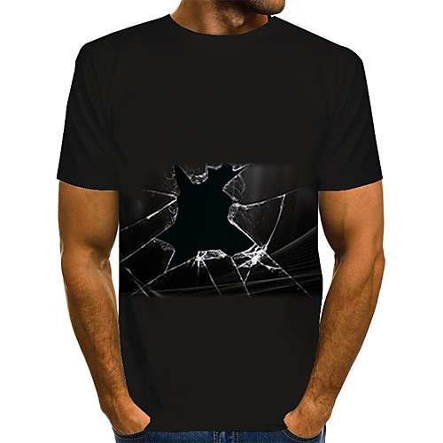 

Men's Daily Weekend Basic / Exaggerated T-shirt - Color Block / Rainbow / Abstract Print Black