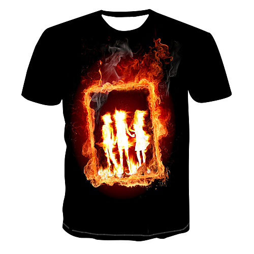 

Men's Color Block 3D Print T-shirt Street chic Punk & Gothic Club Weekend Round Neck Black / Short Sleeve