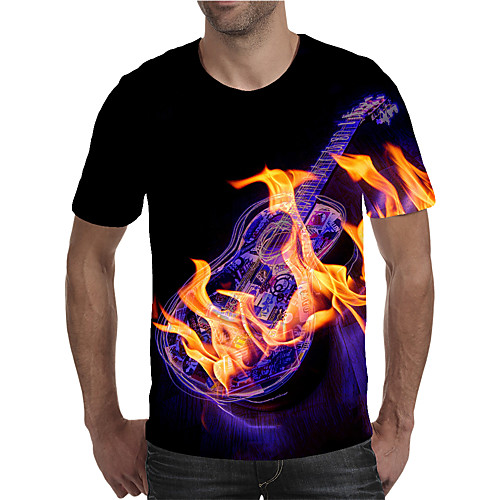 

Men's Daily Going out Street chic / Exaggerated T-shirt - Geometric / 3D / Graphic Pleated / Print Rainbow
