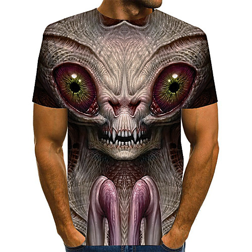 

Men's Daily Basic T-shirt - Color Block / 3D Print Khaki