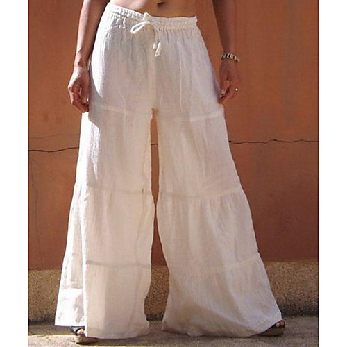 

Women's Basic Wide Leg Pants - Solid Colored Khaki Blue White S M L