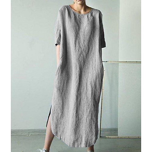 

Women's Khaki Green Dress Loose Solid Color S M